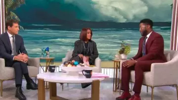 Ulla Johnson Dhemi Striped Wool-blend Twill Blazer worn by Gayle King as seen in CBS Mornings on December 3, 2025