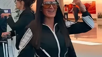 The Real Housewives of SLC S06 Lisa Barlow Black Track Jacket worn by Self (Lisa Barlow) as seen in The Real Housewives of Salt Lake City (S06)