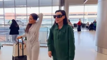 Saint Laurent Blaze Sunglasses SLM119 worn by Bronwyn Newport as seen in The Real Housewives of Salt Lake City (S06E13)