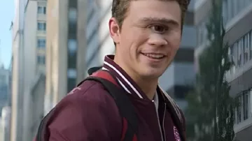 Percy Jackson & the Olympians S02 Daniel Diemer Maroon Varsity Jacket worn by (Daniel Diemer) as seen in Percy Jackson and the Olympians