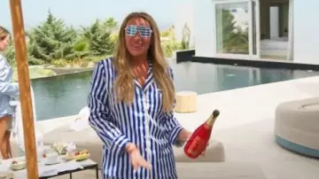 Show Me Your Mumu Classic PJ Set in Blue worn by Heather Gay as seen in The Real Housewives of Salt Lake City (S06E13)