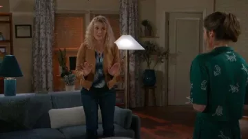 Kut from the Kloth Carina Camel Vegan Suede Asymmetrical Zip Moto Jacket worn by (Jerri Tubbs) as seen in Beyond the Gates (S01E181)