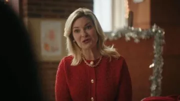 H&M Textured Knit Cardigan worn by Brooke Carmichael (Kylee Evans) as seen in Mistletoe Murders (S02E03)