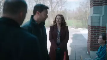 Avec Les Filles Cutaway Maxi Coat worn by Emily (Sarah Drew) as seen in Mistletoe Murders (S02E04)