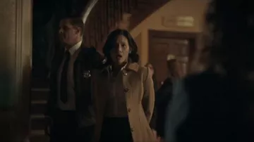 London Fog Single Breasted Peacoat worn by Carrie (Tommie-Amber Pirie) as seen in Mistletoe Murders (S02E04)