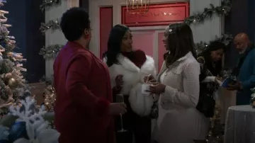 Lulus Exquisite Promise White Faux Fur Stole worn by Dana "Leslie" Thomas (Trisha Mann) as seen in Beyond the Gates (S01E185)