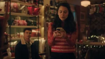 Zara Striped Cable Knit Top worn by Violet Wilner (Sierra Marilyn Riley) as seen in Mistletoe Murders (S02E04)
