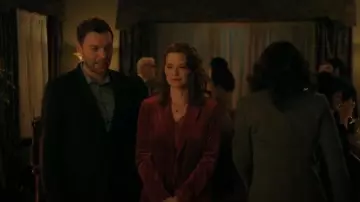 Premier Amour Velvet Womens Stretch Fabric Regular Fit Blazer worn by Emily (Sarah Drew) as seen in Mistletoe Murders (S02E06)