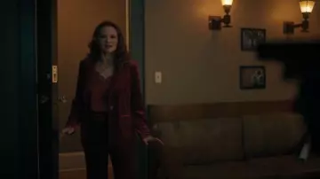 Premier Amour Velvet Wide Leg Mid Rise Loose Fit Pant worn by Emily (Sarah Drew) as seen in Mistletoe Murders (S02E06)
