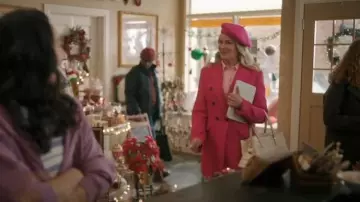 Zara Hot Pink Coat worn by Brooke Carmichael (Kylee Evans) as seen in Mistletoe Murders (S02E06)