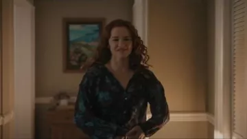 Bluefly Bella Dahl Shirred Blouse worn by Emily (Sarah Drew) as seen in Mistletoe Murders (S02E06)