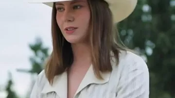 Heartland S19 Katie Fleming Morris Striped Denim Jacket worn by (Katie Fleming) in Heartland