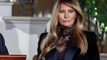 Melania Trump the Congressional Ball Event Black Blazer in FULL UNSEEN BALL EVENT: Trump and Melania Address Congressional Ball at the White House | AC1B