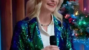Mistletoe Murders S2 Brooke Carmichael Sequin Blazer worn by (Brooke Carmichael) in Mistletoe Murders (S02)