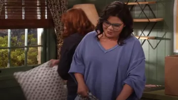 Six/Fifty Doman V Neck Top In Crystal Blue worn by Isabella (Belissa Escobedo) as seen in Happy's Place (S02E04)
