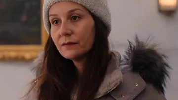 Man Vs Baby 2025 Elsa Grey Puffer Coat as seen in Man Vs Baby (S01)