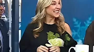 Today Jennifer Jolly Black Floral One-Shoulder Sweatshirt as seen in Today