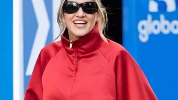 Boarding the Heart Breakfast Christmas Party Ashley Roberts Satin Jacket