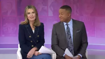 Veronica Beard Miller Striped Piping Dickey Jacket worn by Savannah Guthrie as seen in Today on December 11, 2025