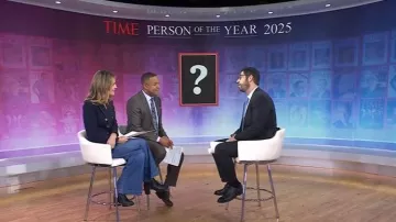 Ramy Brook Theodora High Rise Wide Leg Jeans worn by Savannah Guthrie as seen in Today on December 11, 2025