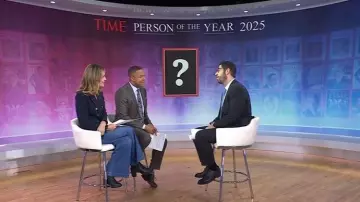 Ramy Brook Theodora High Rise Wide Leg Jeans worn by Savannah Guthrie as seen in Today on December 11, 2025