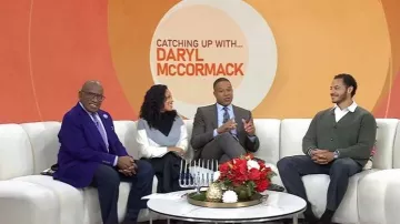 JW Anderson V-neck Cardigan worn by Daryl McCormack as seen in Today on December 11, 2025