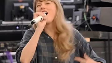 The End of an Era Taylor Swift Cropped Plaid Shirt worn by Self (Taylor Swift) as seen in Taylor Swift | The Eras Tour | The End of an Era (S01)