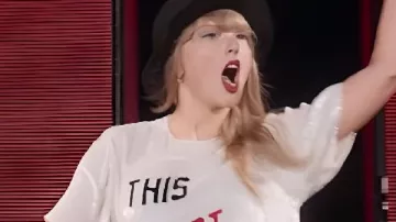 This is Not Taylor’s Version T-Shirt worn by Self (Taylor Swift) as seen in Taylor Swift | The Eras Tour | The End of an Era (S01)