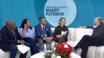 Lucy Paris Diane Knit Wide Leg Dress Pants worn by Sheinelle Jones as seen in Today on December 12, 2025