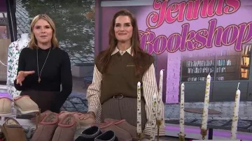 Tory Burch Large Pierced Leather Buckle Belt worn by Brooke Shields as seen in Today with Jenna & Friends on December 12, 2025