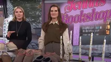 Tory Burch Large Pierced Leather Buckle Belt worn by Brooke Shields as seen in Today with Jenna & Friends on December 12, 2025