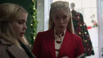 LK Bennett Sonya Lips Print Silk Button Up Shirt worn by Delilah (Mary McDonnell) as seen in Twelve Dates 'Til Christmas (S01E01)