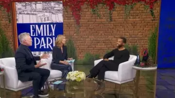 Ramy Brook Bella Croc-Embossed Faux Leather Wide-Leg Pants worn by Lara Spencer as seen in Good Morning America on December 11, 2025