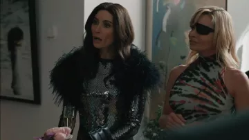 Sergio Hudson Sequined Long Sleeve Midi Dress worn by Nadine (Laura Bernanti) as seen in Elsbeth (S03E09)