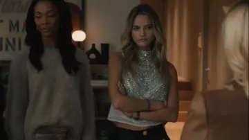 L'Agence Yun Draped Tank worn by Harper (Alina Rose Armstrong) as seen in Elsbeth (S03E09)