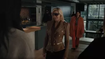 L'Agence Ottilie Leather Zip Blazer worn by Tiffany “ Tiff” Giles (Jaime Pressly) as seen in Elsbeth (S03E09)