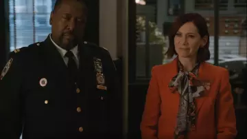 Kobi Halperin Luna Floral Tie Neck Blouse worn by Elsbeth Tascioni (Carrie Preston) as seen in Elsbeth (S03E09)