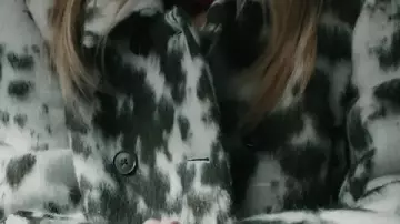Cowhide Printed Coat worn by (Alina Rose Armstrong) in Elsbeth