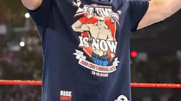 WWE Saturday Night’s Main Event John Cena T-shirt worn by John Cena in John Cena makes his final entrance EVER: Saturday Night's Main Event, Dec. 13, 2025