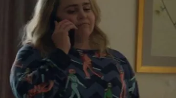 Twelve Dates ‘Til Christmas Mae Whitman Graphic Sweatshirt worn by Mae Whitman as seen in Twelve Dates 'Til Christmas