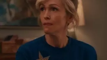 Stumble Courteney Potter Blue Stars Printed Sweatshirt worn by Courteney Potter (Jenn Lyon) as seen in Stumble (S01)