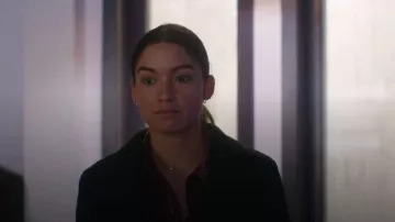 Anthropologie The Hadley Velvet Relaxed Buttondown Shirt by Pilcro worn by Aria (Sydney Agudong) as seen in Ripple (S01E06)