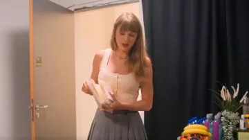 Sandy Liang Paris Skort In Grey worn by Taylor Swift as seen in Taylor Swift | The Eras Tour | The End of an Era (S01E02)
