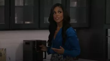 Favorite Daughter Date Surplice Blouse worn by Dani Dupree (Karla Cheatham Mosley) as seen in Beyond the Gates (S01E190)