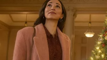 We Met in December 2025 Autumn Reeser Pink Coat worn by Annie Lane (Autumn Reeser) as seen in We Met in December