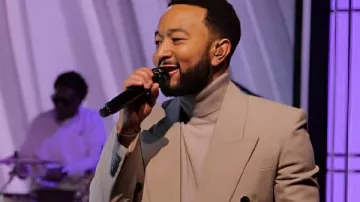 John Legend Jimmy Kimmel Live! Beige Blazer as seen in Jimmy Kimmel Live!