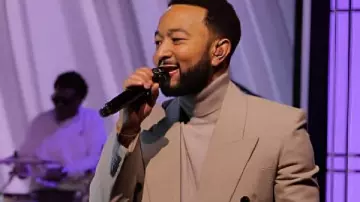 John Legend Jimmy Kimmel Live! Beige Blazer as seen in Jimmy Kimmel Live!
