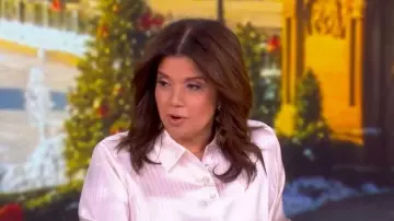 Cinq a Sept Georgia Satin Stripe Top worn by Ana Navarro as seen in The View on December 15, 2025