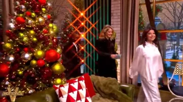 Cinq a Sept Georgia Satin Stripe Pants worn by Ana Navarro as seen in The View on December 15, 2025