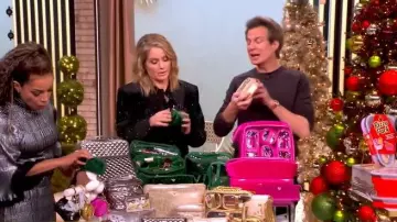 Ronny Kobo Madera Crystal-Embellished Pinstriped Velvet Blazer worn by Sara Haines as seen in The View on December 15, 2025